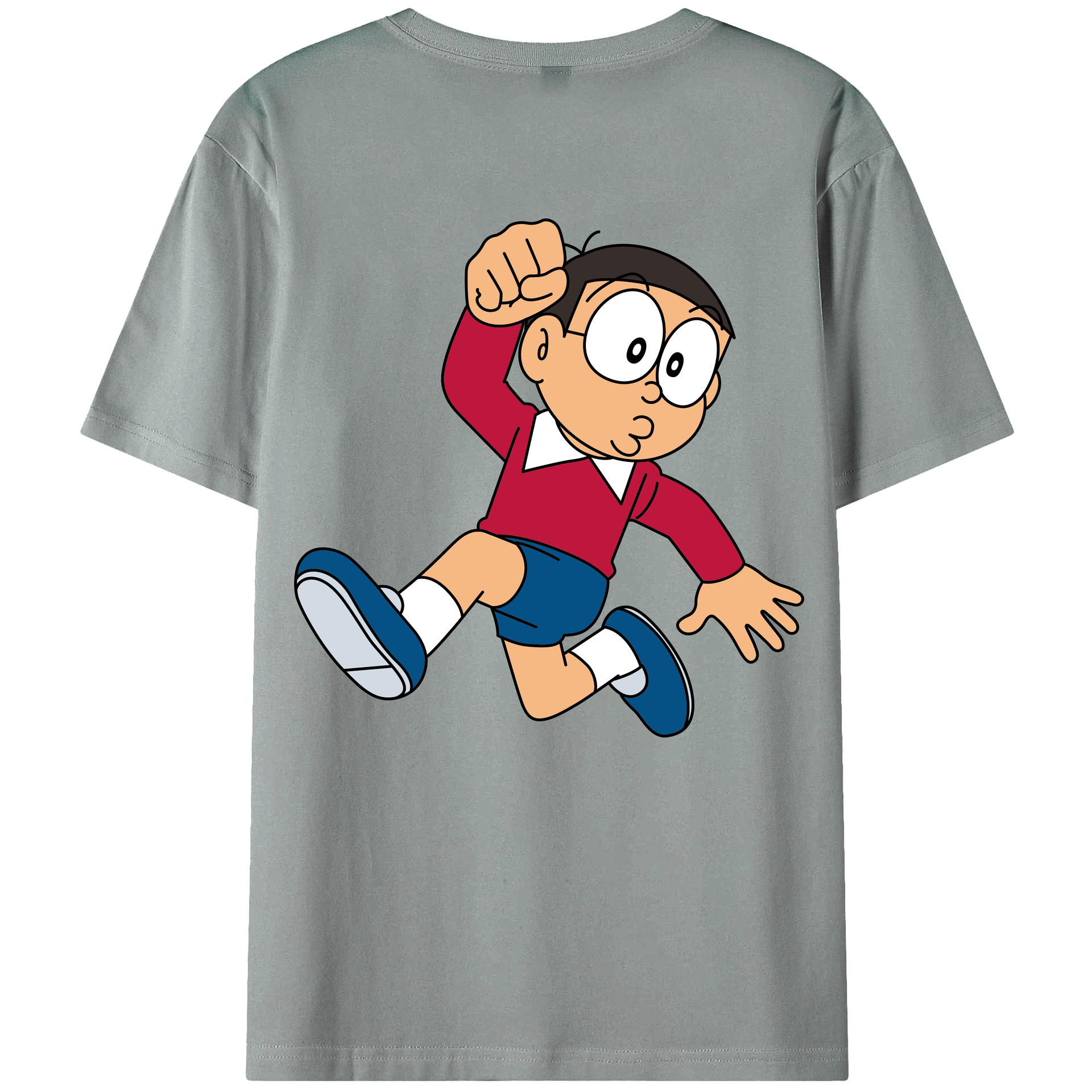 （画像用） ドラえもん 野比 のび太 Doraemon Nobita Nobi 綿100％ メンズ半袖Tシャツ（バックプリント） 通気性